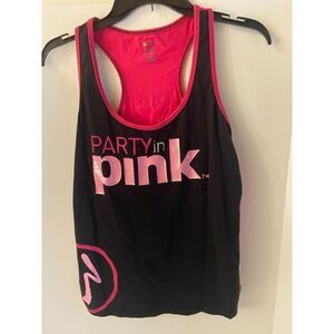 Zumba Fitness Racerback Tank Top XL Black Pink Ribbon